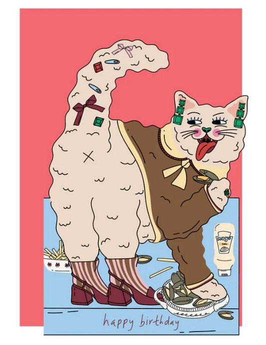 Hey Cat Moules Frites Cut Birthday Card