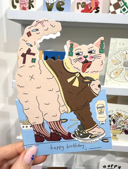 Hey Cat Moules Frites Cut Birthday Card