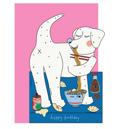 Hey Dog Gyoza And Noodles Birthday Card