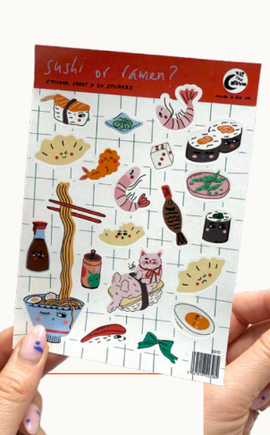 Sushi or Ramen ? Eat The Moon Mini Stickers