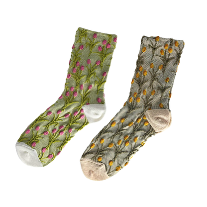 Rosy Vine Floral Socks
