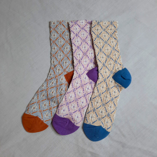 Vintage Snow Socks (Blue/Brown, Purple, Beige/Blue)