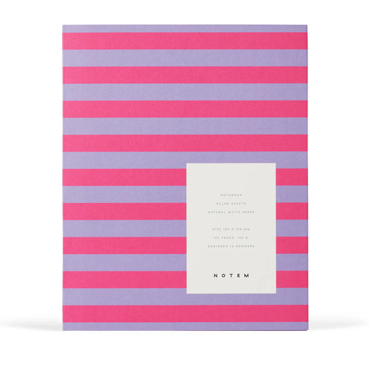 Notem - UMA Notebook -  Flat Lay - Medium  - Lavender Stripe