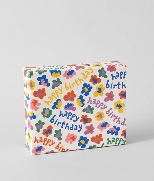 Happy Birthday Flower Burst Wrapping Paper