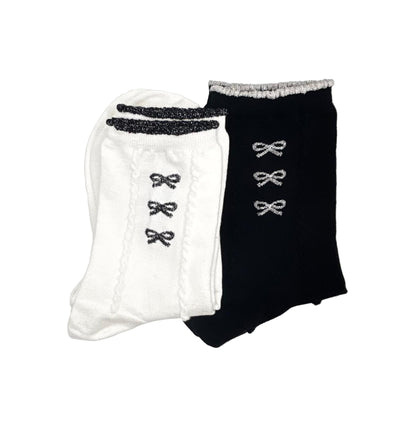 Cute Bow Tie Socks ( White & Black)