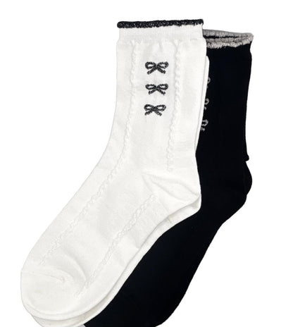 Cute Bow Tie Socks ( White & Black)