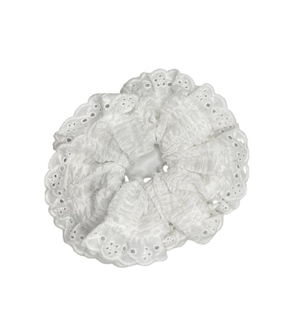 Cute Lace Scrunchies (White & Blue)