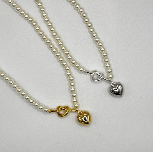Pearl & Heart Padlock Necklace