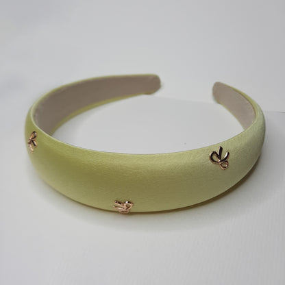 Pastel Bow Charm Hairband (Black, Mint, Yellow, Lavender)
