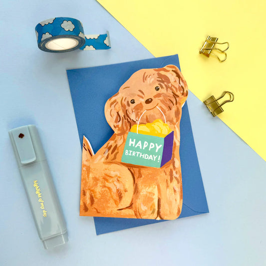Icka - Die Cut Birthday Dog Card (Gold Foiled)