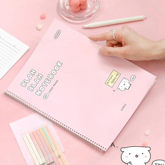 Iconic Blah Blah Spiral Notebook - B5 Lined - Pink