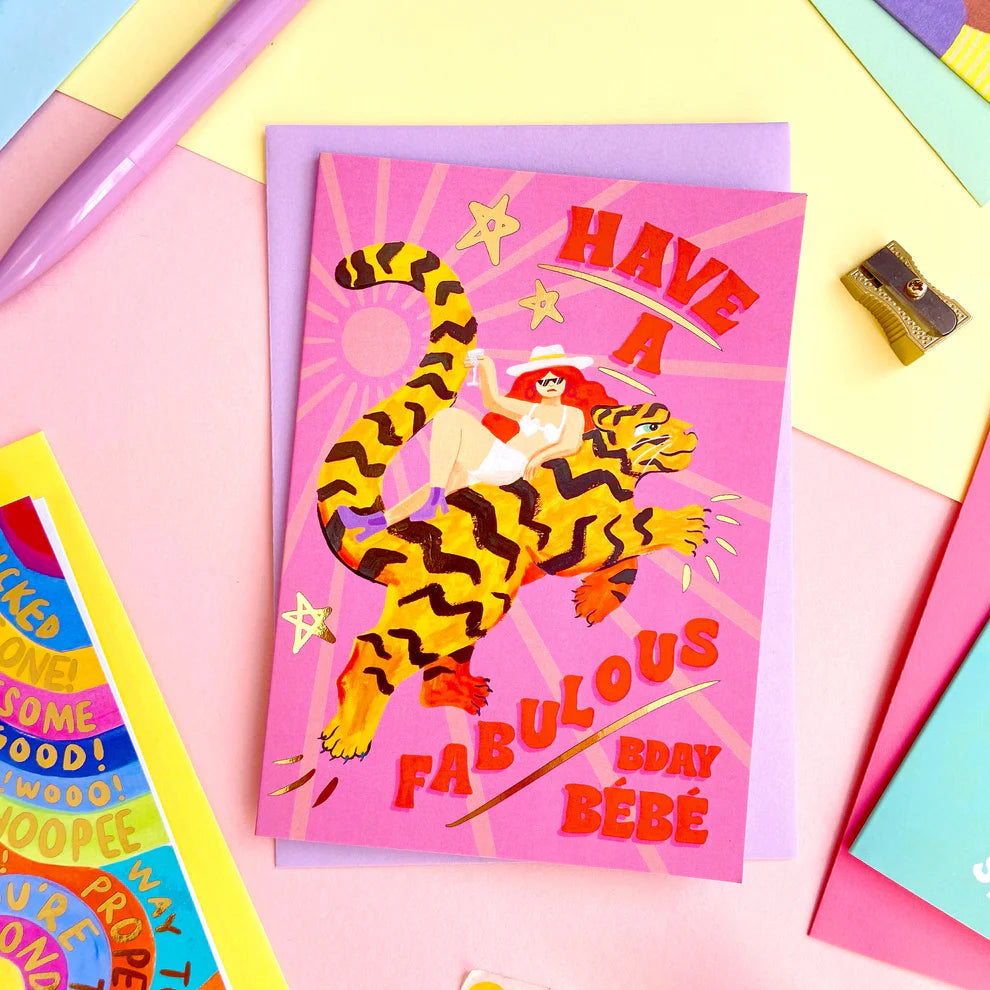 Icka - Fabulous Birthday Bebe Card (Gold Foiled)