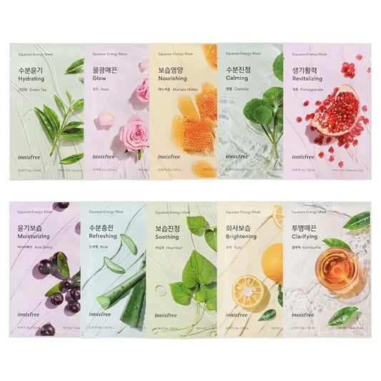 Innisfree - Squeeze Energy Sheet Masks (10 types) Korean Sheet Mask AIGOO