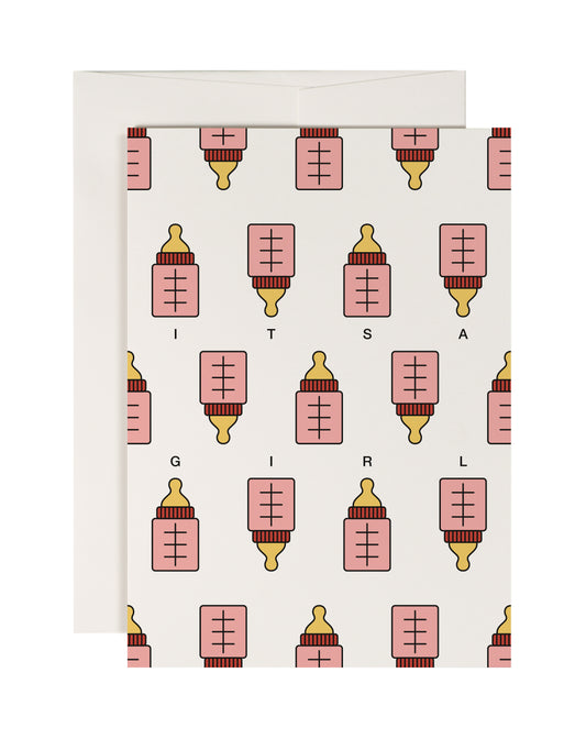 Redfries - Baby Bottle Greeting Card (Boy/Girl)