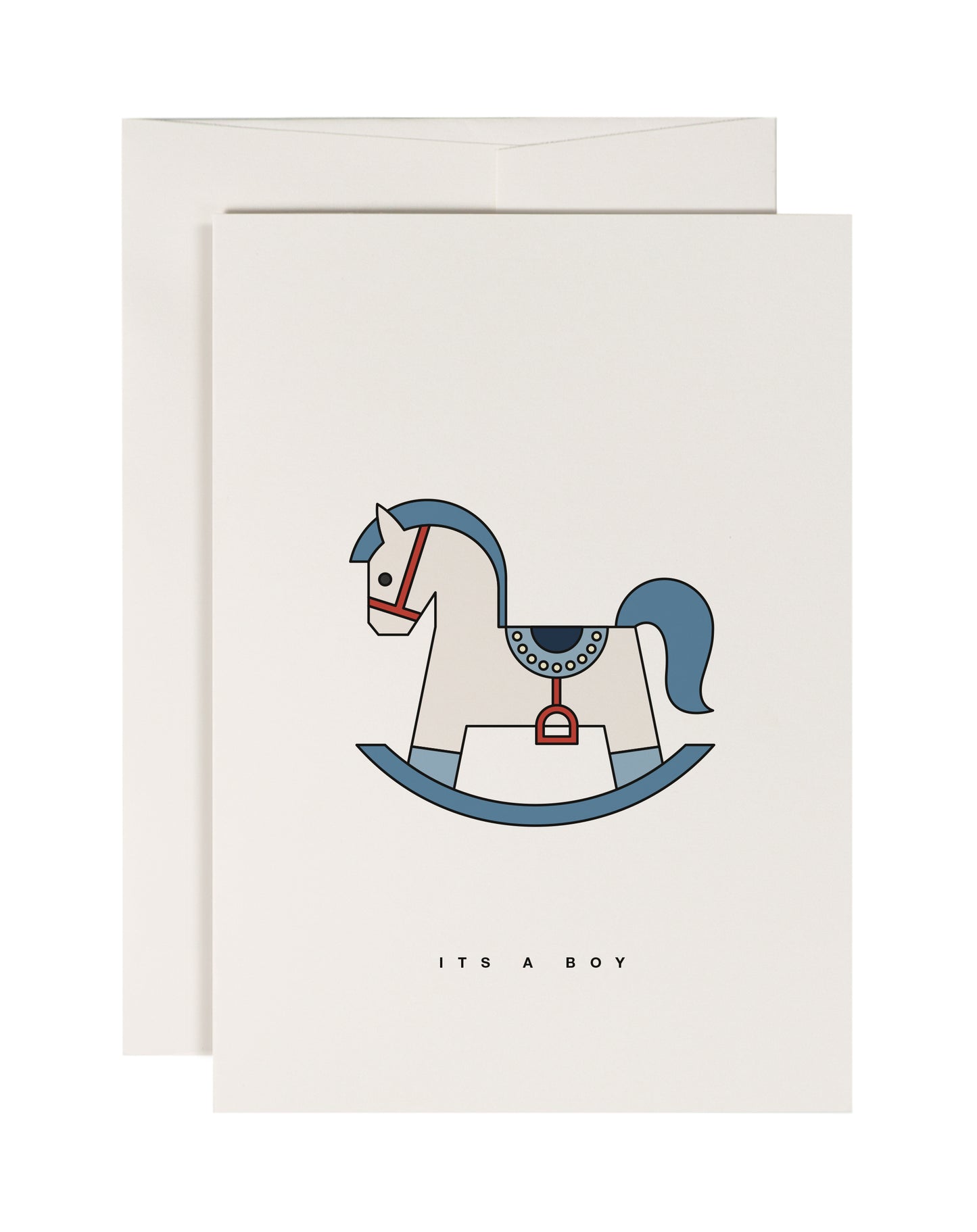 It's A Boy Blue Rocking Horse Card