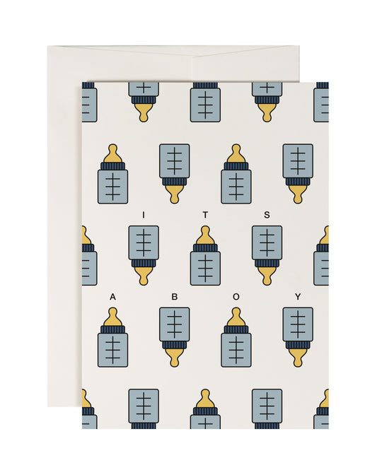 It's A Boy Blue Bottle Card