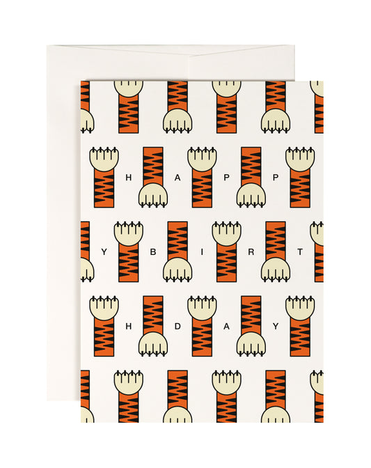 Redfries - Tiger Paw Happy Birthday Greeting Card