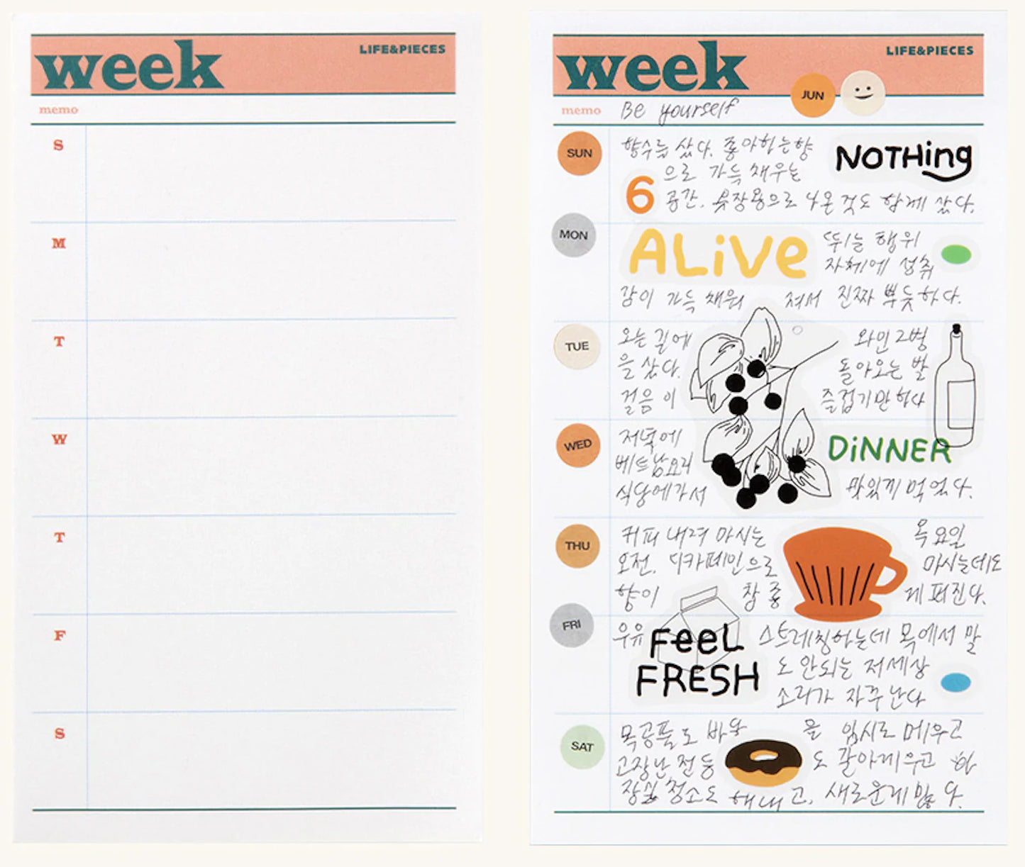 Livework - Life & Pieces Memo Pad (Week) Weekly Planner AIGOO UK
